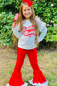 White & Red Santa Baby Soft Flare Pants Set