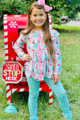 Santa Festival Of Trees Top with Plaid Ruffle Pants Set