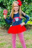 Santa Joy Tutu Top with Striped Leggings Set