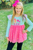 Pink Tis The Season Gingerbread Tutu Top with Leggings Set