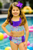 Grape Vacay Florals Ruffle Tankini Swimsuit