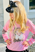 Pink Santa Believe Top