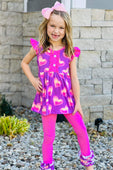 Neon Hearts Ruffle Leggings Set