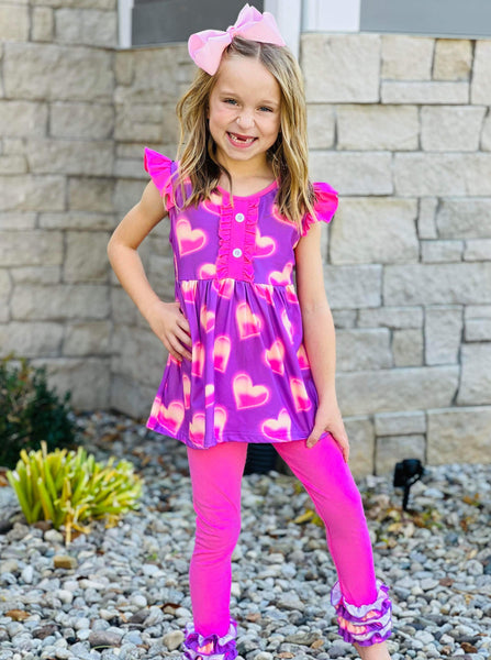 Neon Hearts Ruffle Leggings Set – Ruffle Girl