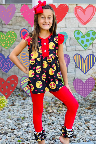 Emoji Love Ruffle Leggings Set