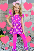 Neon Hearts Ruffle Leggings Set