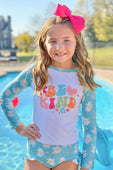 Daisy Be Kind Long Sleeve Rash Guard Two Piece Swimsuit